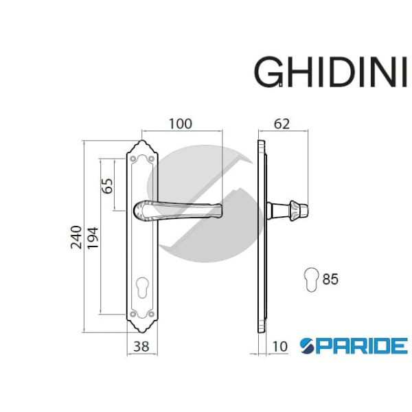 MANIGLIA LADY Q8 PY85 YALE OTTONE LUCIDO 44394088506 GHIDINI