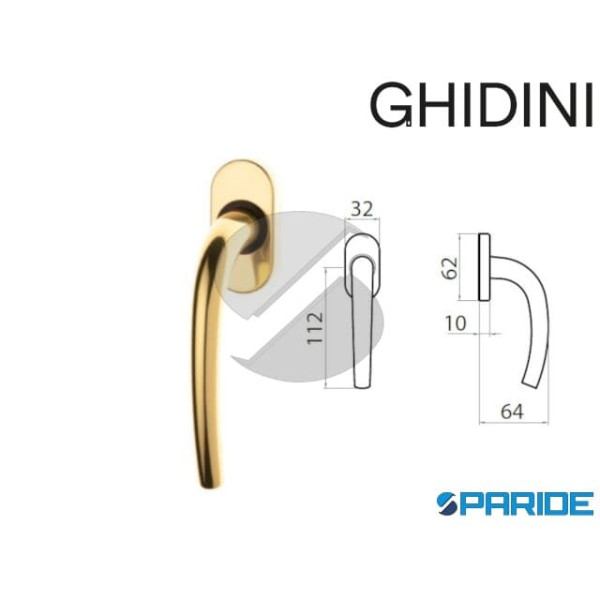 MANIGLIA MILENA DK 45 Q7 9,5 PER FINESTRE OTTONE L...