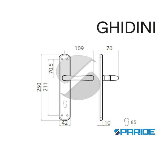 MANIGLIA MONICA Q8 PY85 OTTONE LUCIDO GHIDINI 55446088501 FORO YALE