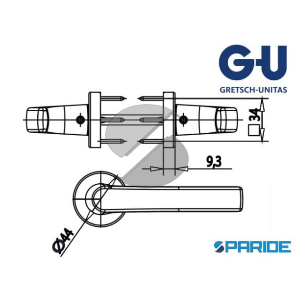 MANIGLIA NEPTUM RBY 44 INOX R-4521523-RY-PZ-8 GU FORO YALE