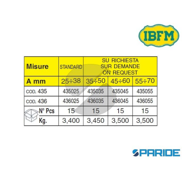 MANIGLIA NERA 435 25X38 PER PORTE METALLICHE IBFM