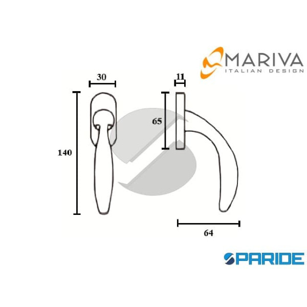 MANIGLIA OPERA 690 DK OVALE OTTONE LUCIDO VERNICIATO MARIVA