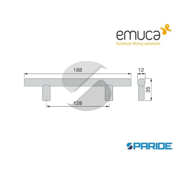MANIGLIA PER MOBILE D 12 MM INTERASSE 128 MM ACCIAIO NICHEL SATINATO 9290451 EMUCA