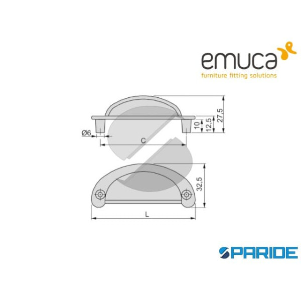 MANIGLIA PER MOBILE INTERASSE 64 MM ZAMA BRONZO 9348908 EMUCA