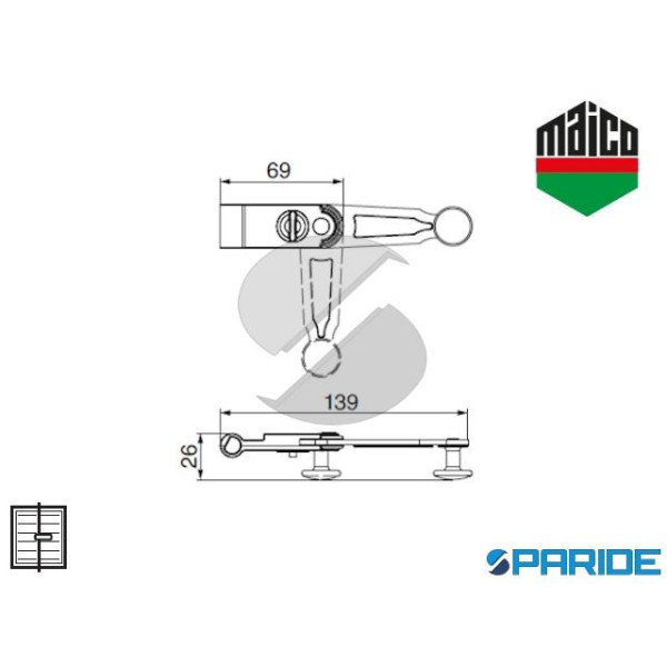 MANIGLIA PER SPAGNOLETTA LUNGA 57064 MAICO