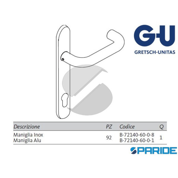 MANIGLIA RONDO INOX PZ I92 B-72140-60-0-8 GU