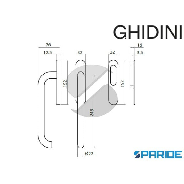 MANIGLIONE ALZANTE MILENA SCATTO OL PLACCA CHIUSA GHIDINI 55980601001