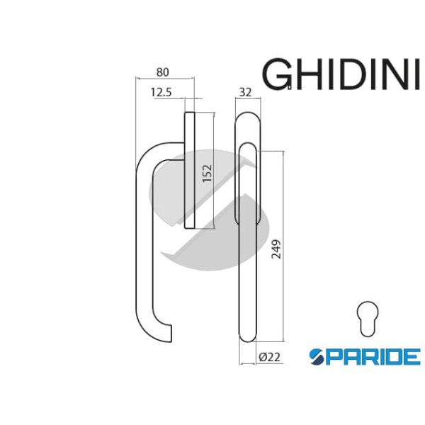 MANIGLIONE ALZANTE MILENA SCATTO PLACCA YALE GHIDINI 55980601501 OLV