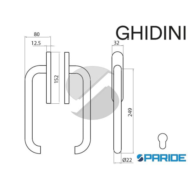 MANIGLIONE ALZANTE MILENA SCATTO PLACCA YALE GHIDINI 55980620503 COPPIA OCS