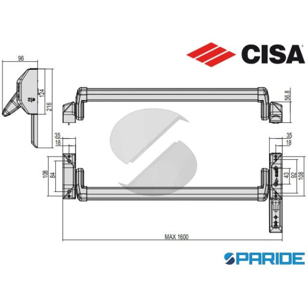 MANIGLIONE ANTIPANICO ALPHA PUSH 5M607 10 0 CISA INFILARE