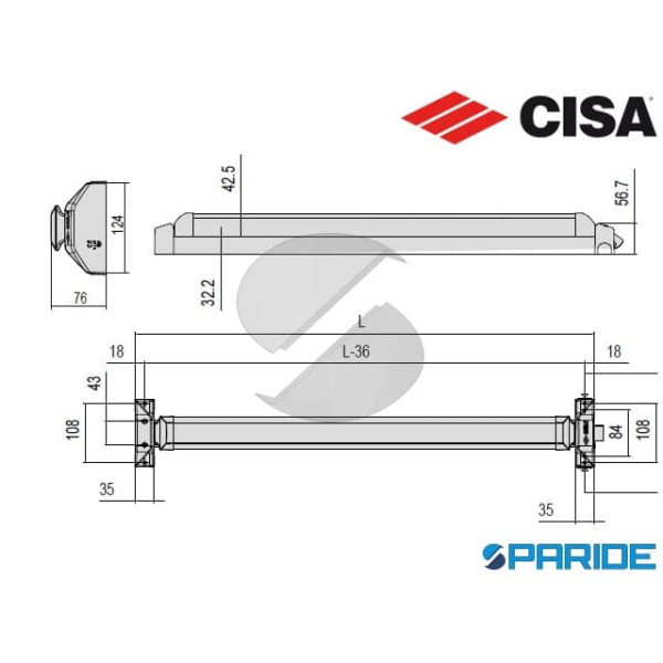 MANIGLIONE ANTIPANICO ALPHA TOUCH 5M711 16 0 CISA L 1300 INFILARE