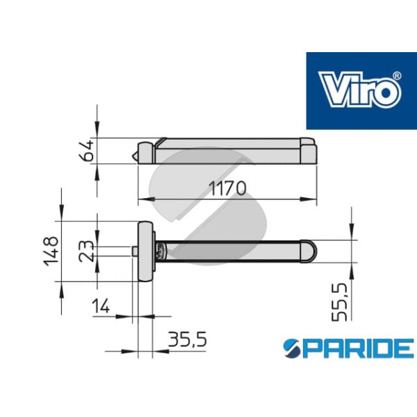 MANIGLIONE ANTIPANICO L 1170 MM 6P01.1170.RN PUSH BAR VIRO