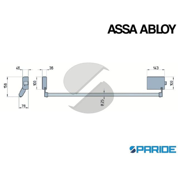 MANIGLIONE ANTIPANICO LAMPO SX NF9009\S\SAG ASSA ABLOY CON CILINDRO EUROPEO E MANIGLIA