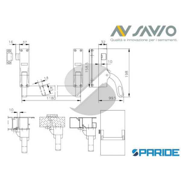 MANIGLIONE ANTIPANICO ORIZZONTALE CIRCEO SAVIO KH L 1240 MM REVERSIBILE VERDE