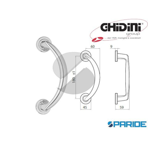 MANIGLIONE COMETA OTTONE CROMO SATINATO GHIDINI 55...