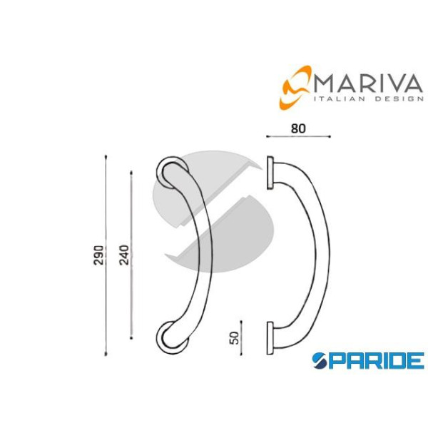MANIGLIONE IDEA 206 INTERASSE 240 MM OTTONE LUCIDO MARIVA
