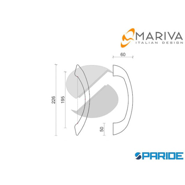 MANIGLIONE MITO 211 INTERASSE 195 MM PVD MARIVA