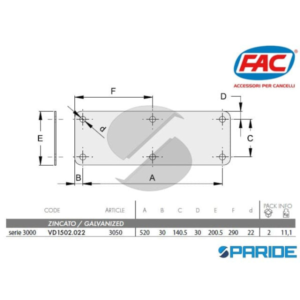 MASCHERA DI FISSAGGIO CARRELLI AUTOPORTANTI 3050 FAC