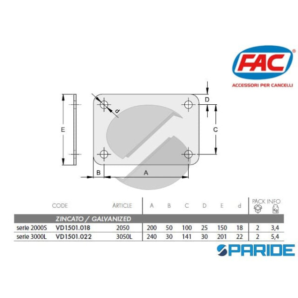MASCHERA DI FISSAGGIO CARRELLI AUTOPORTANTI 3050L FAC