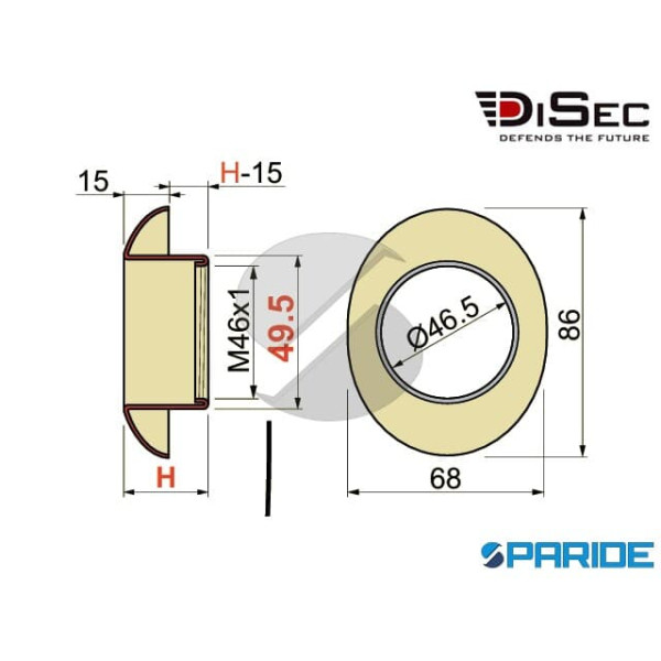 MOSTRINA FILETTATA ANTISTRAPPO A5757 DISEC BRONZO PER DEFENDER MAGNETICO MR460