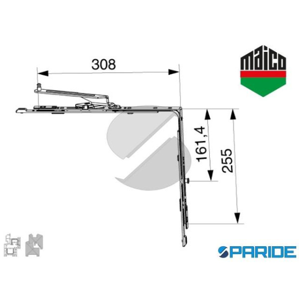 MOVIMENTO ANGOLARE RS-CF DX 465513 MAICO LATO MANIGLIA I 9 SCORREVOLE PARALLELO