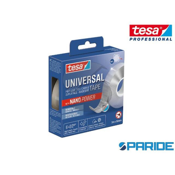 NASTRO BIADESIVO UNIVERSALE 3MT X 30MM CON NANO PO...