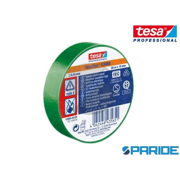 NASTRO ISOLANTE 10MT X 15MM VERDE 53988 TESA