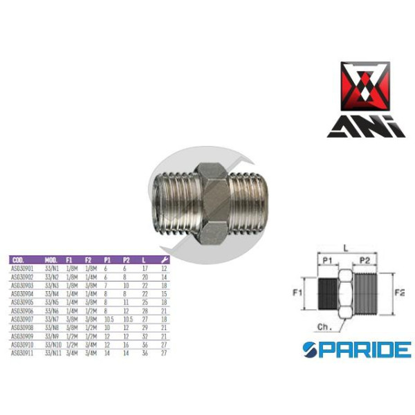 NIPPLO FILETTATO MASCHIO 1\4-1\4 33\N AS030904 DI ...