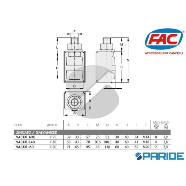 OLIVA GUIDA D 60 MM 119C CON PROTEZIONE FAC