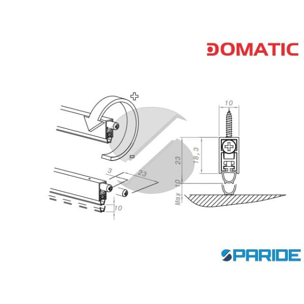 PARASPIFFERI COMPACT DA2552 L 1100 MM SENZA ALETTE DOMATIC