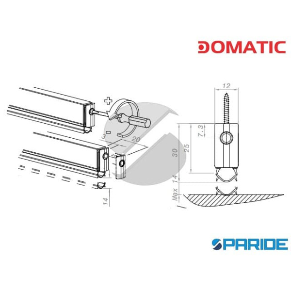 PARASPIFFERI FIRE DA7004 L 400 MM SENZA ALETTE CON VITI PREMONTATE DOMATIC