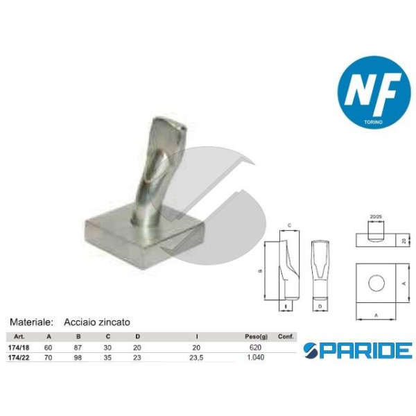 PERNO E PIASTRA INFERIORE 174 18 PER CARDINE NOVA-...