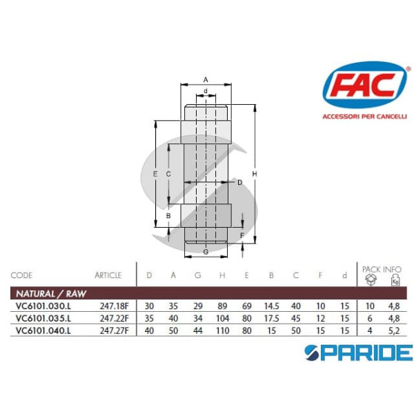 PERNO FORATO TUBO 40 MM CARDINE M22 247 FAC