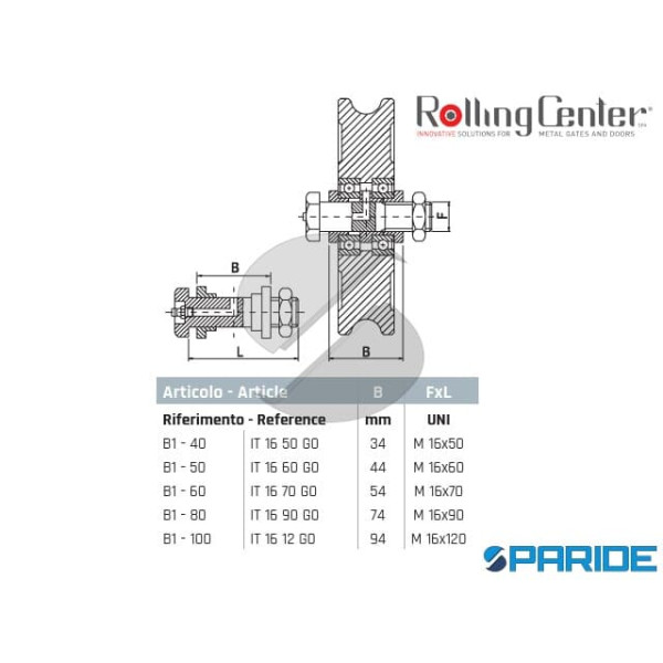 PERNO INGRASSATORE B1-40 PER RUOTE ROLLING CENTER
