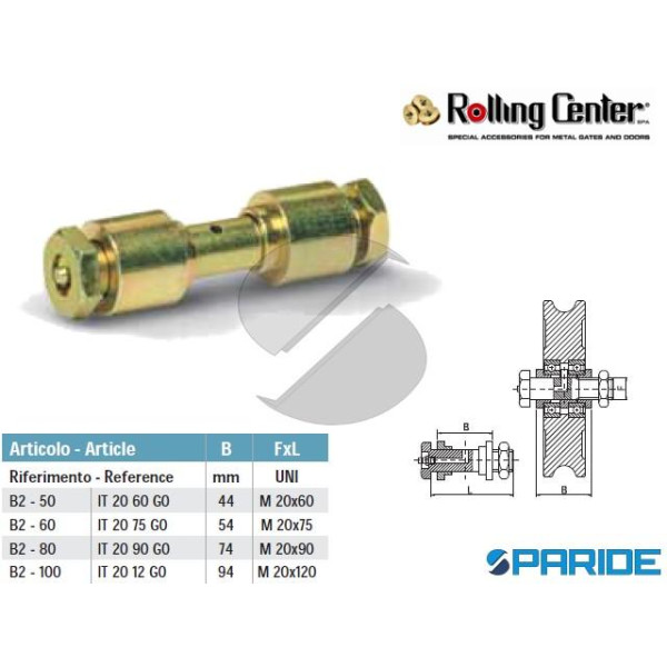 PERNO INGRASSATORE B2-100 PER RUOTE ROLLING CENTER