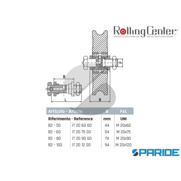 PERNO INGRASSATORE B2-60 PER RUOTE ROLLING CENTER