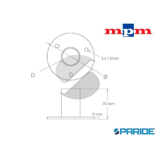 PIANTANA A PAVIMENTO PER TUBO 42,4X2 MM IN ACCIAIO INOX AISI 304 SATINATO MPM