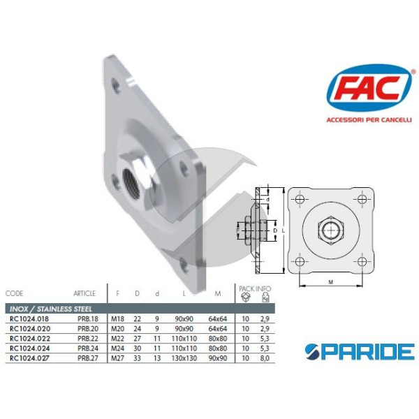 PIASTRA A 4 FORI REGOLABILE A FISSARE FAC RC102401...