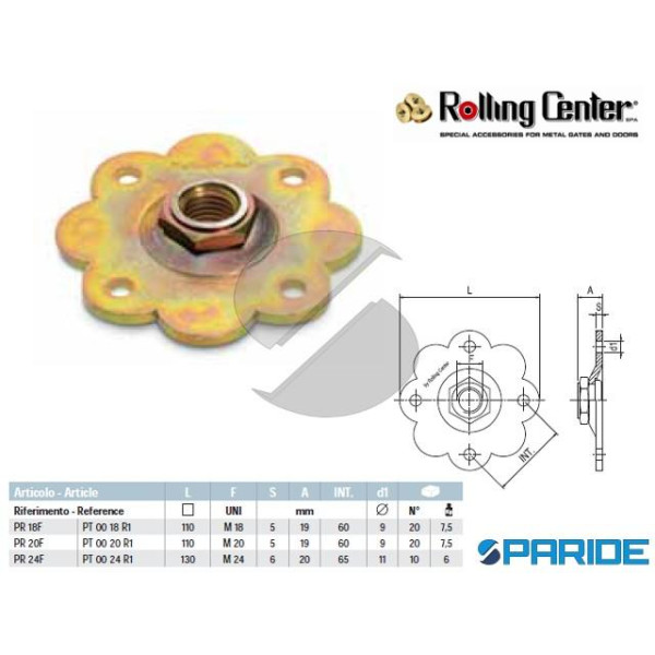 PIASTRA A FIORE PR20F REGISTRABILE CARDINE ROLLING...