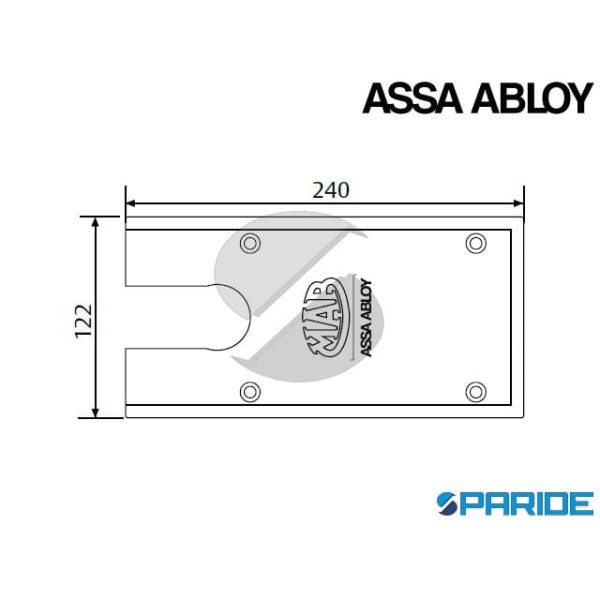 PIASTRA DI COPERTURA AC532 ASSA ABLOY INOX LUCIDO PER CHIUDIPORTA A PAVIMENTO MAB 7100