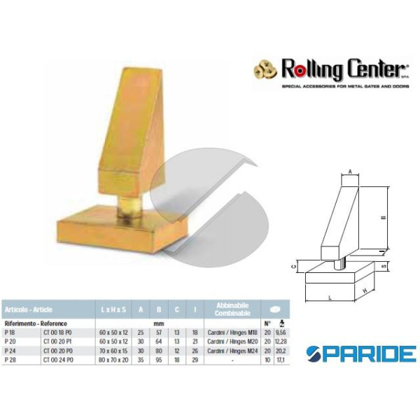 PIASTRA E PERNO P20 ROLLING CENTER PER CANCELLI AD...