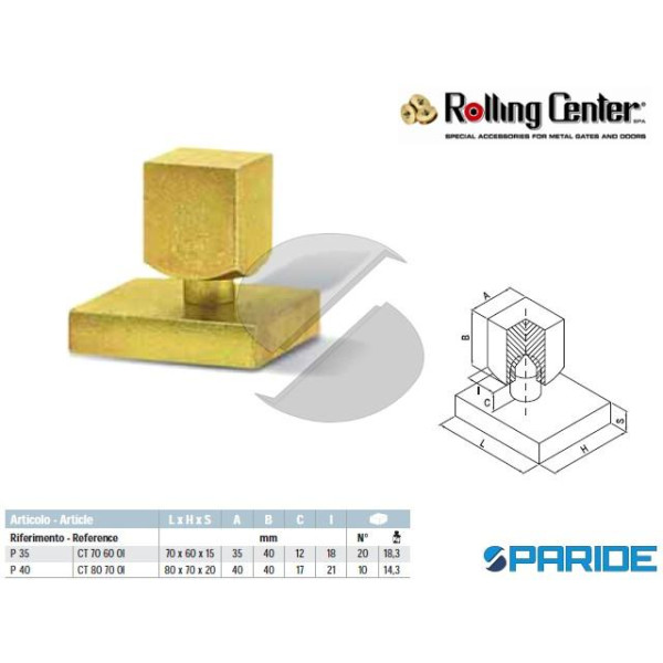 PIASTRA E PERNO P40 INFERIORE ROLLING CENTER