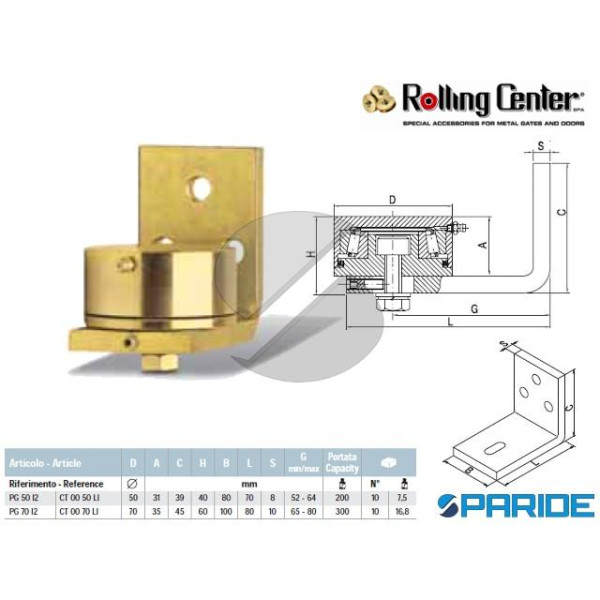 PIASTRA GIREVOLE PG50I2 CON FORI INFERIORE ROLLING CENTER