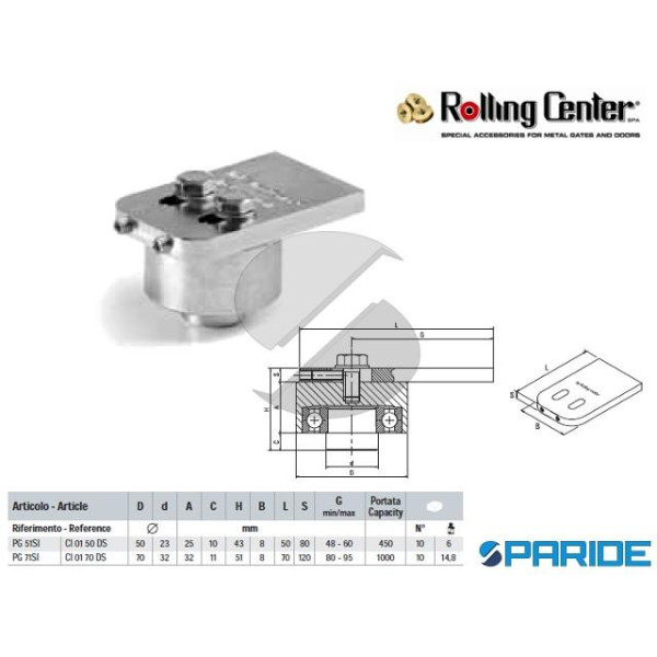 PIASTRA GIREVOLE PG51SI SUPERIORE INOX ROLLING CEN...