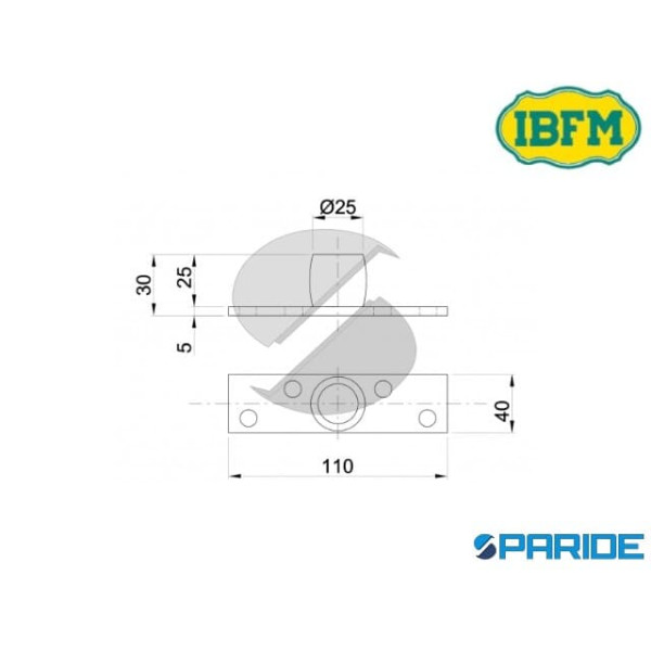 PIASTRA GUIDA 345 INFERIORE CON OLIVA OTTONE