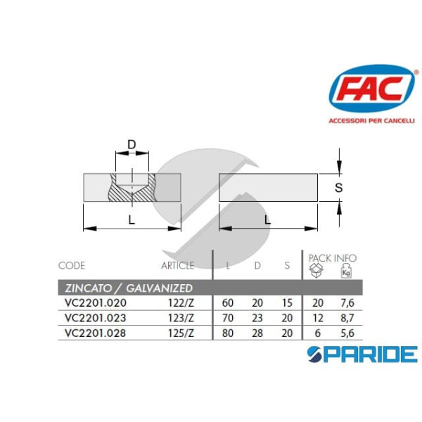 PIASTRA PER PERNO INFERIORE A SALDARE 123 Z FAC VC2201023