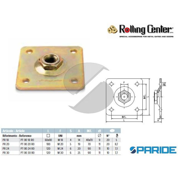 PIASTRA REGISTRABILE PR18 CARDINE ROLLING CENTER