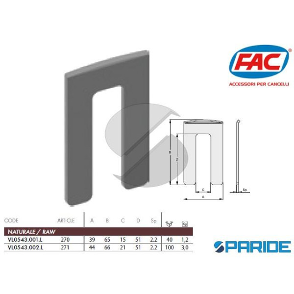 PIASTRINA PER CRICCHETTI 270 FAC VL0543001L