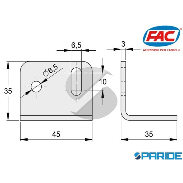 PIASTRINA REGOLABILE VA5411 001 FAC PROFILO GUIDA SUPERIORE