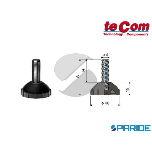 PIEDE FISSO D 40 M12X75 ZINCATO PART.4 TECOM